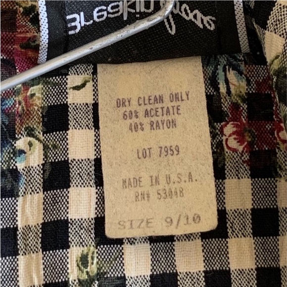 Vintage 90s Black and White Gingham Floral Maxi Dress - Picture 10 of 10